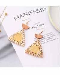 RATTAN TRIANGLE DANGLE EARRINGS